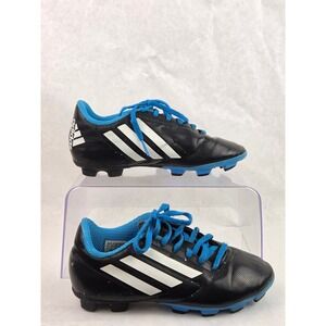 Adidas Kids Soccer Cleats Black White Blue Youth 2.5 Low Top Athletic Sports